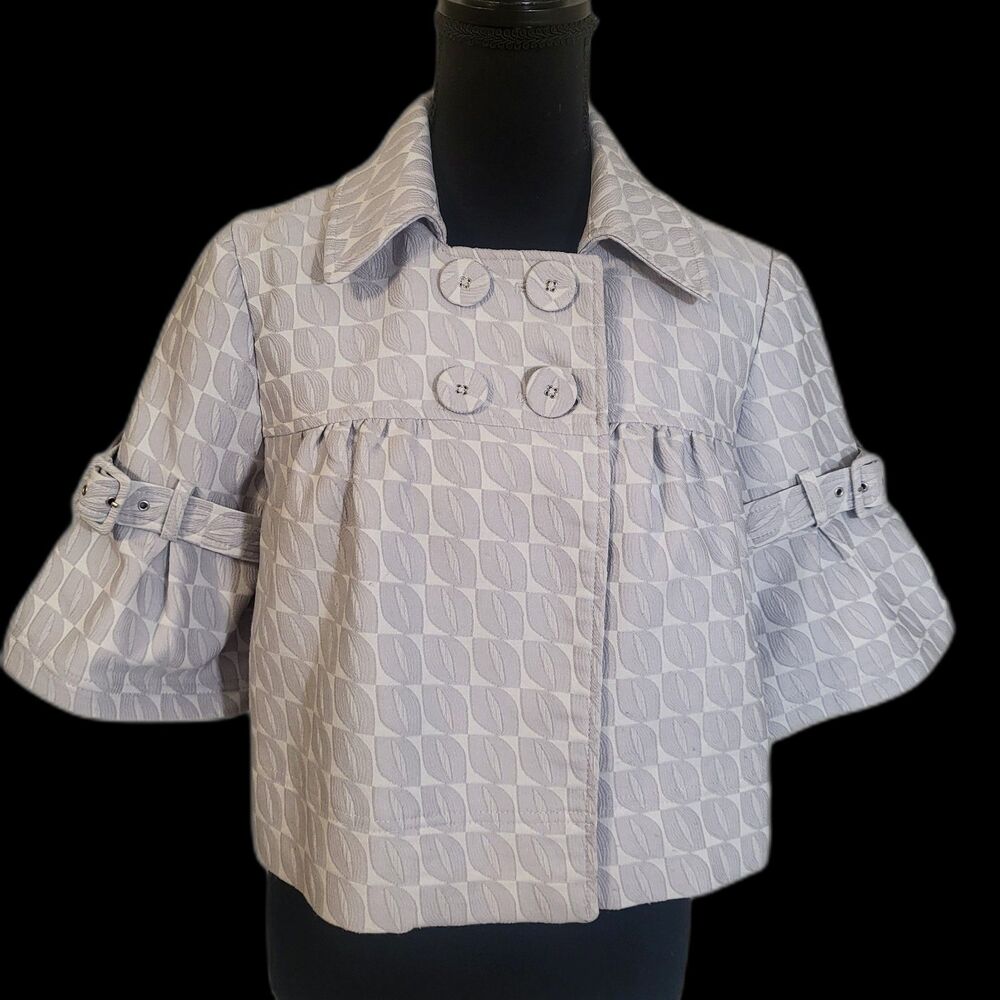 Elle Cropped Gray Pea Coat MEDIUM